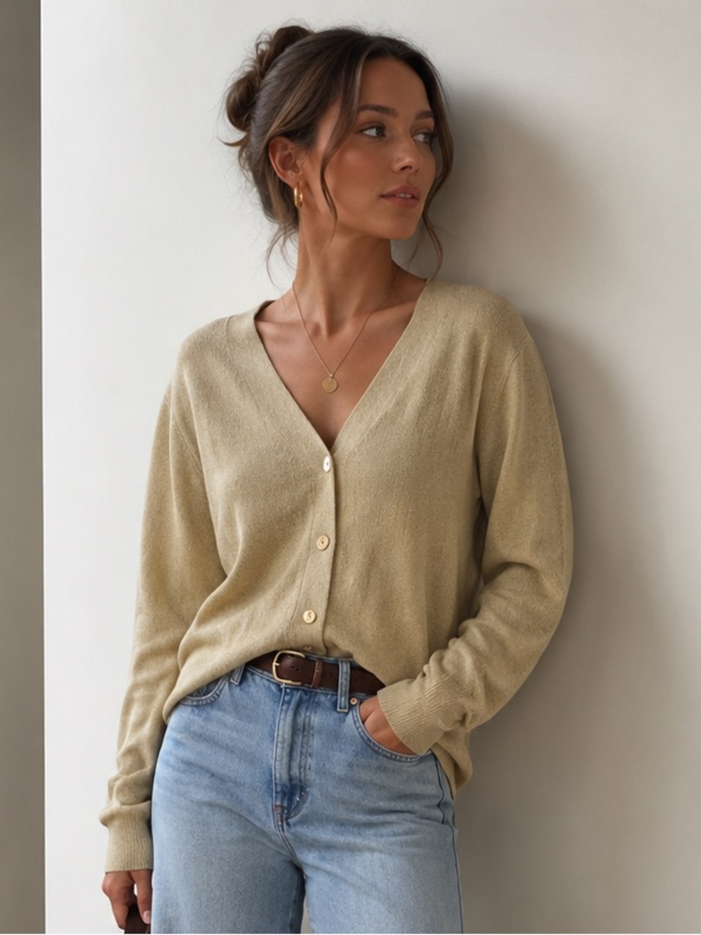 100% Alpaca Vintage Lord Jeff Button Boyfriend Cardigan